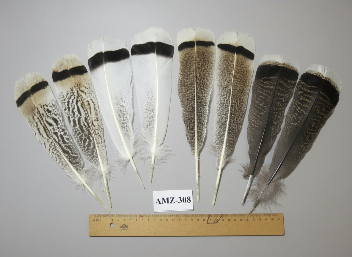 4 Pairs Of Turkey Feathers, Tail Feathers, Fly Tying Materials, Genuine Feathers (AMZ-308)